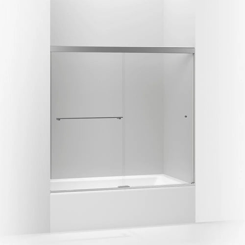 Kohler Sliding bath door, 55-1/2" H x 56-5/8 - 59-5/8" W, with 1/4" thick Crystal Clear glass