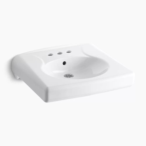 Kohler Wall-mount or concealed carrier arm mount commercial bathroom sink with 4" centerset faucet holes
