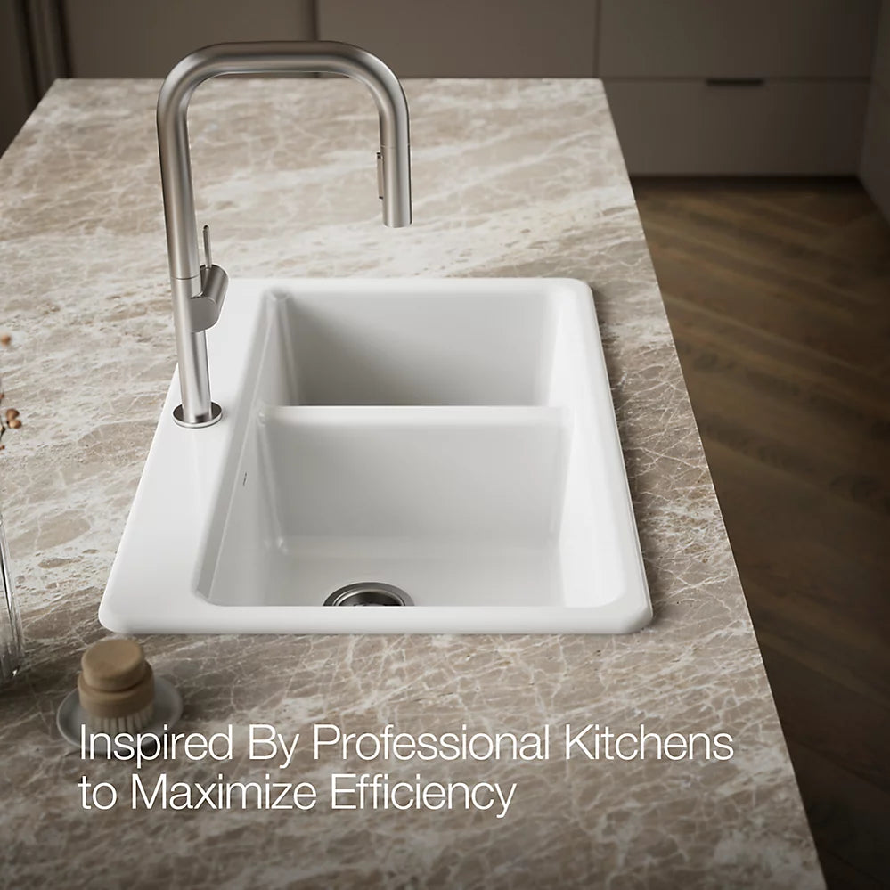 Kohler Riverby® 33" top-mount double-bowl workstation kitchen sink