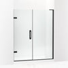 Kohler Frameless pivot shower door, 71-3/4" H x 58 - 58-3/4" W, with 3/8" thick Crystal Clear glass