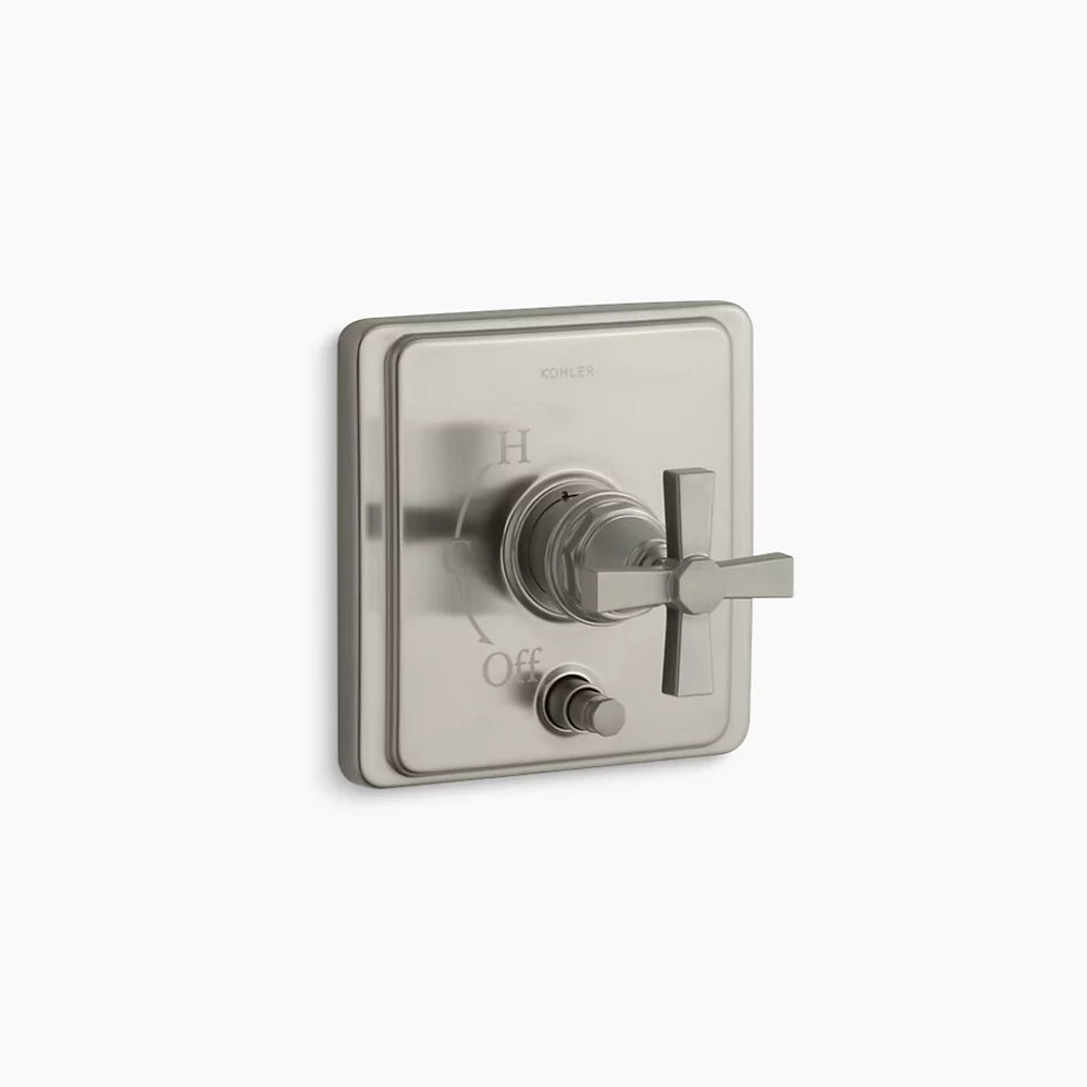 Kohler Rite-Temp® valve trim with push-button diverter and cross handle