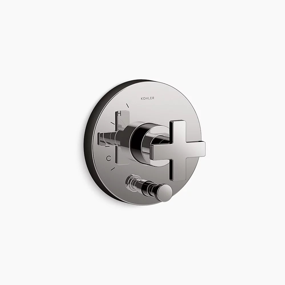 Kohler Rite-Temp® valve trim with push-button diverter and cross handle