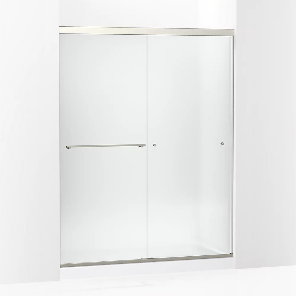 Kohler Sliding shower door, 76" H x 56-5/8 - 59-5/8" W, with 5/16" thick Frosted glass