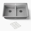 Kohler Kennon® 33" top-/undermount double-bowl kitchen sink