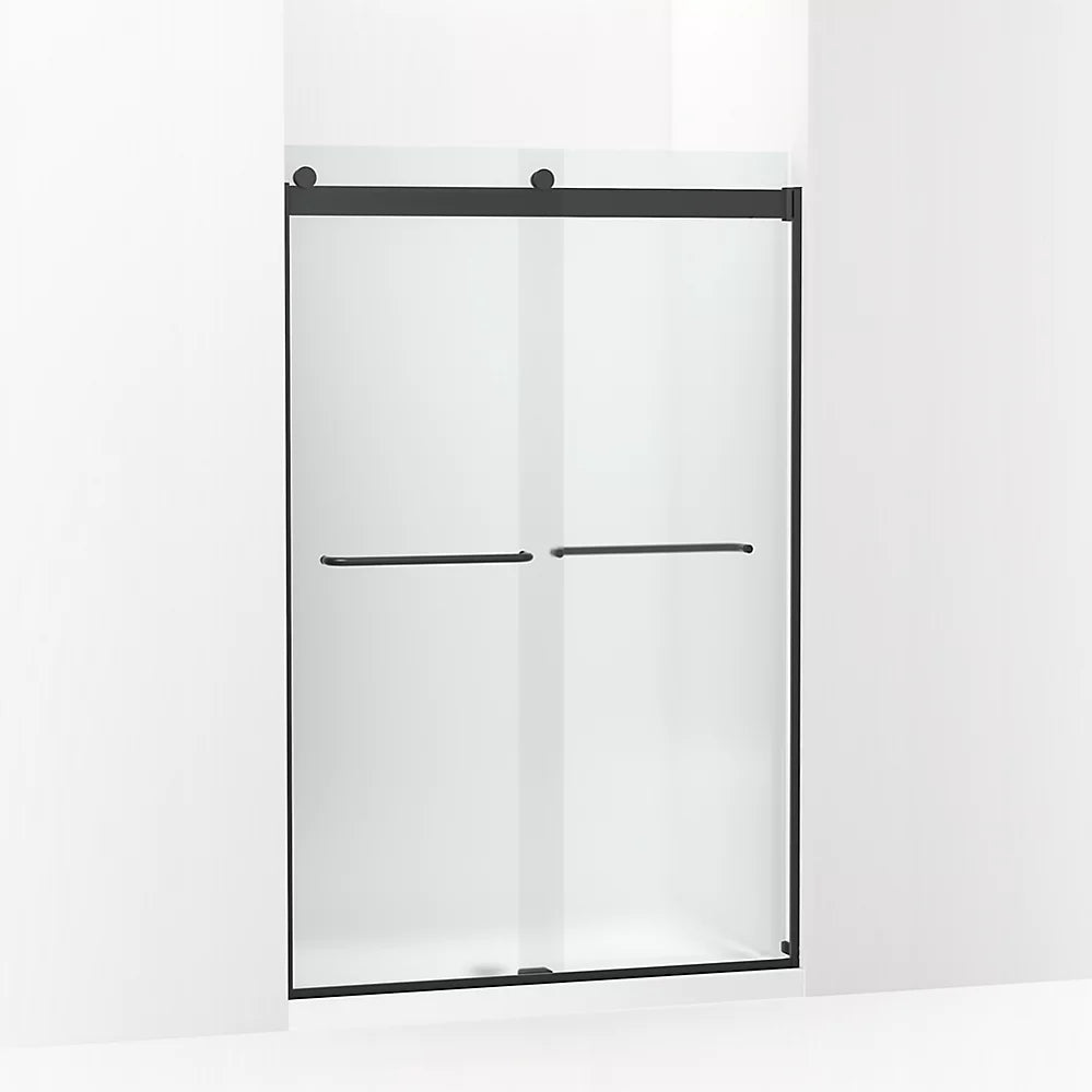 Kohler Sliding shower door, 74" H x 44-5/8 - 47-5/8" W, with 1/4" thick Frosted glass