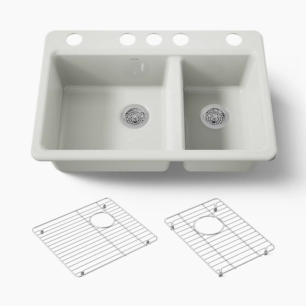 Kohler Riverby® 33" undermount double-bowl kitchen sink