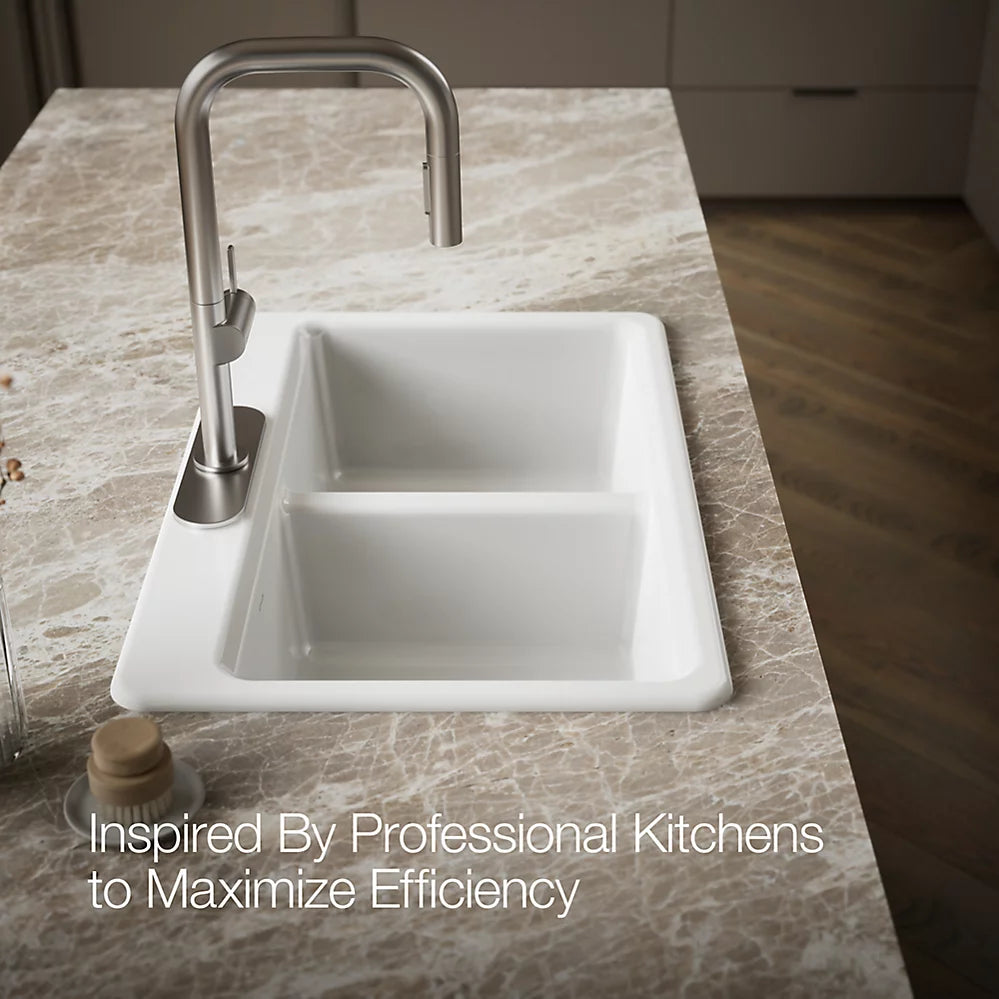 Kohler Riverby® 33" top-mount double-bowl kitchen sink