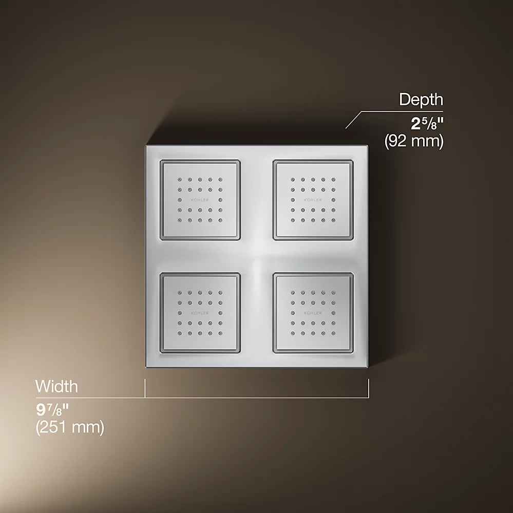 Kohler Overhead shower panel with four 22-nozzle sprayheads