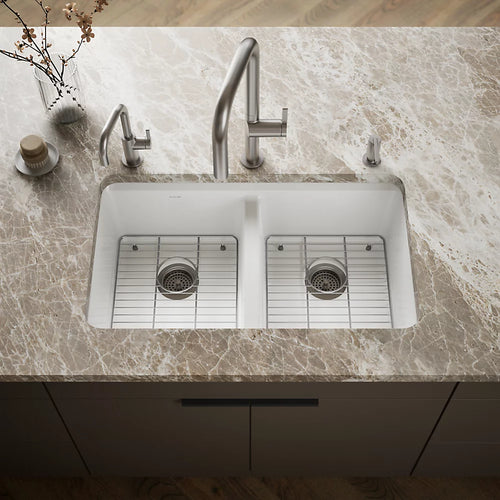 Kohler Riverby® 33" undermount double-bowl kitchen sink