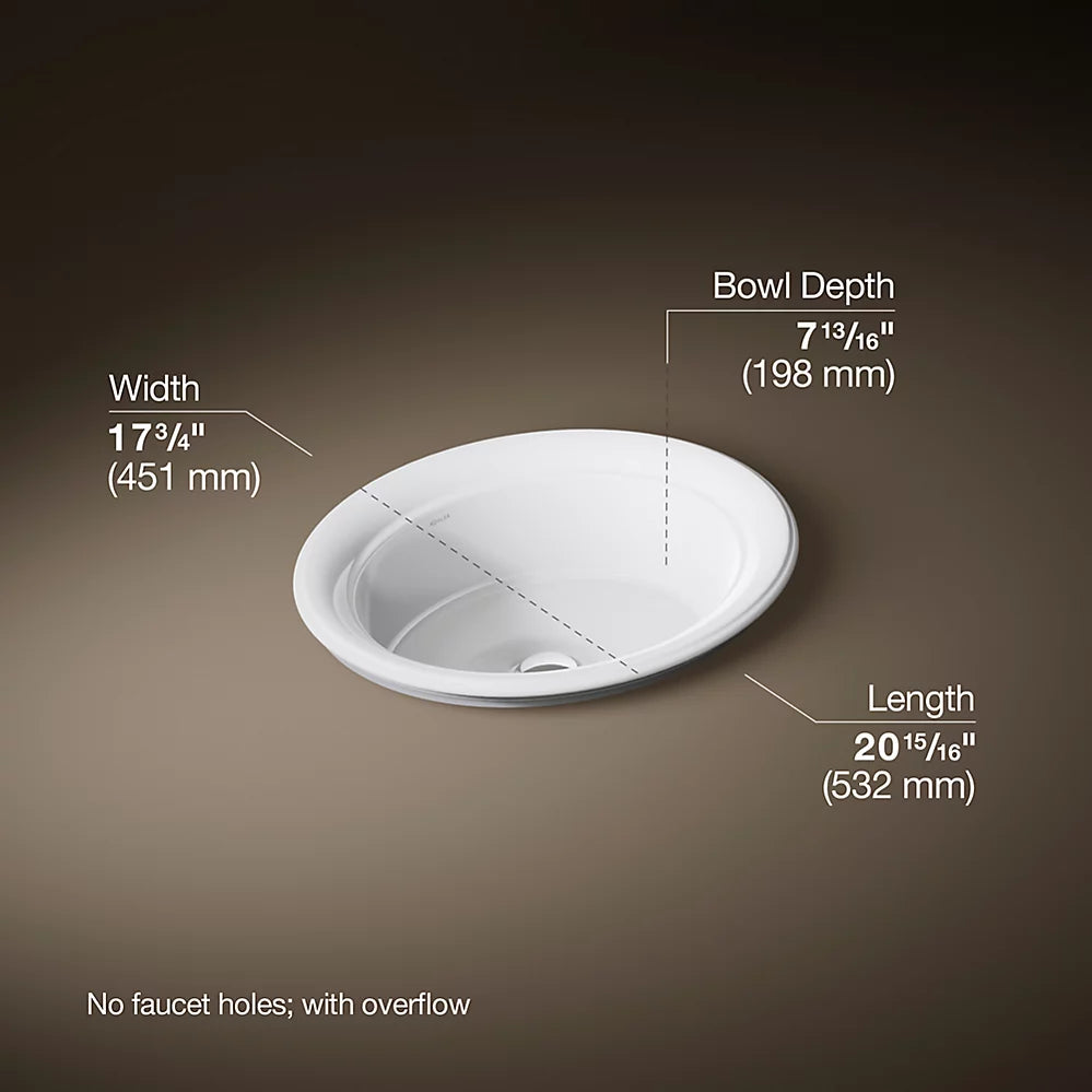 Kohler 21" oval drop-in bathroom sink