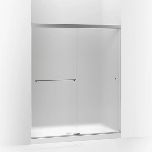 Kohler Sliding shower door, 70" H x 56-5/8 - 59-5/8" W, with 1/4" thick Frosted glass