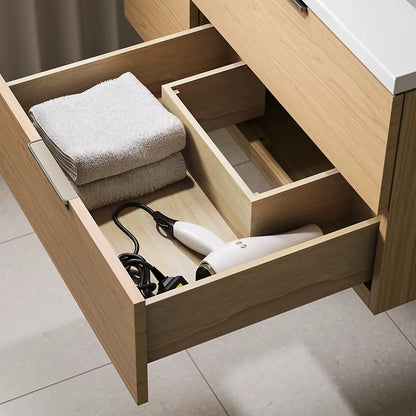 Kohler 24" wall-hung bathroom vanity cabinet with sink and quartz top