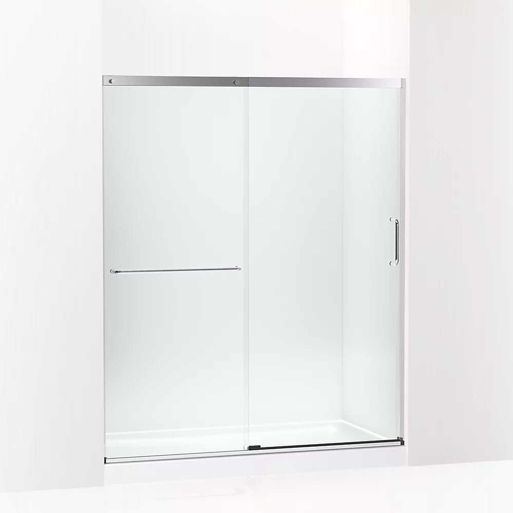 Kohler Sliding shower door, 70-1/2" H x 56-1/4 - 59-5/8" W, with 1/4" thick Crystal Clear glass