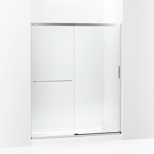 Kohler Sliding shower door, 70-1/2" H x 56-1/4 - 59-5/8" W, with 1/4" thick Crystal Clear glass