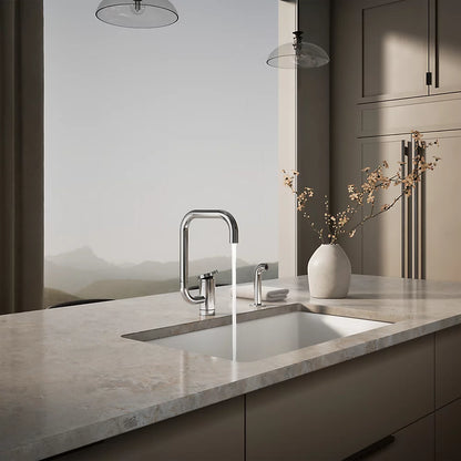 Kohler Single-handle kitchen sink faucet with two-function extended-reach spout and side sprayer