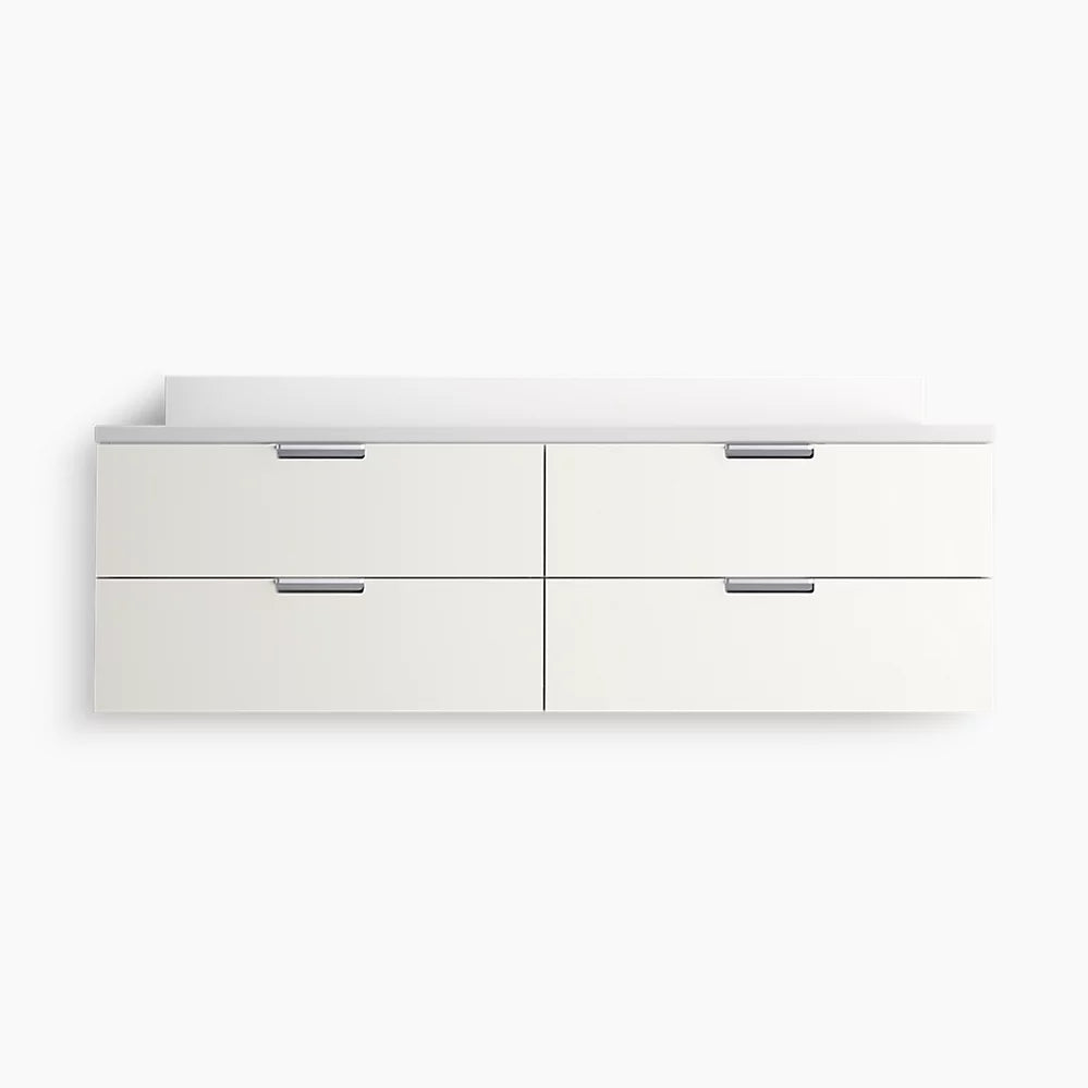 Kohler 60" wall-hung bathroom vanity cabinet with sink and quartz top