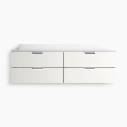 Kohler 60" wall-hung bathroom vanity cabinet with sink and quartz top