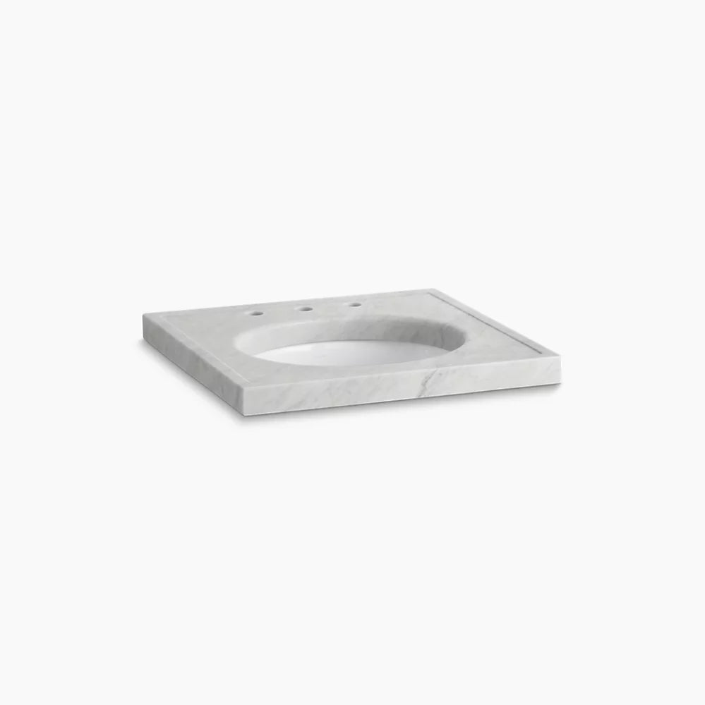 Kohler 24" x 22" marble console tabletop with 8" widespread faucet holes and cut for K-2205-G/K-2210-G undermount bathroom sink