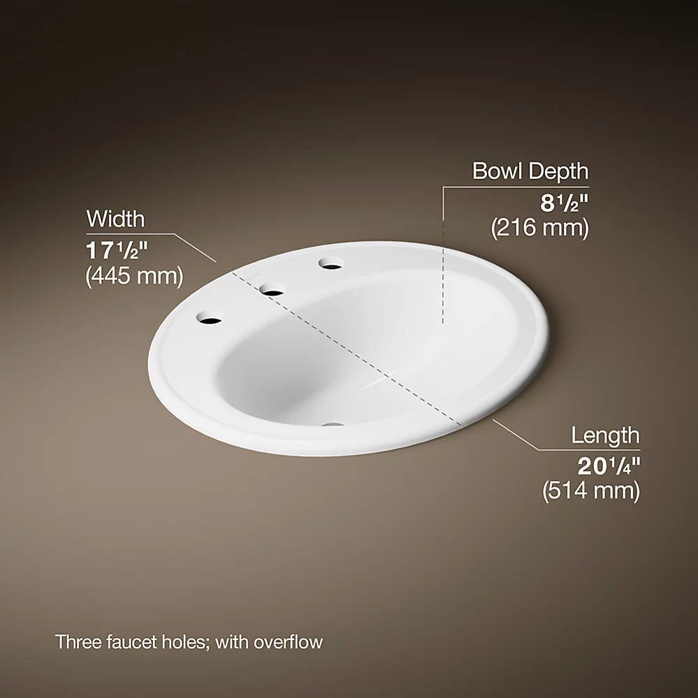Kohler 20-1/4" oval drop-in bathroom sink