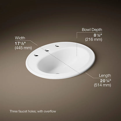 Kohler 20-1/4" oval drop-in bathroom sink