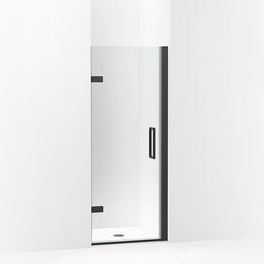 Kohler Frameless pivot shower door, 71-5/8" H x 27-5/8 - 28-3/8" W, with 3/8" thick Crystal Clear glass