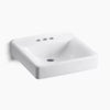 Kohler 20" x 18" wall-mount/concealed arm carrier bathroom sink with 4" centerset faucet holes