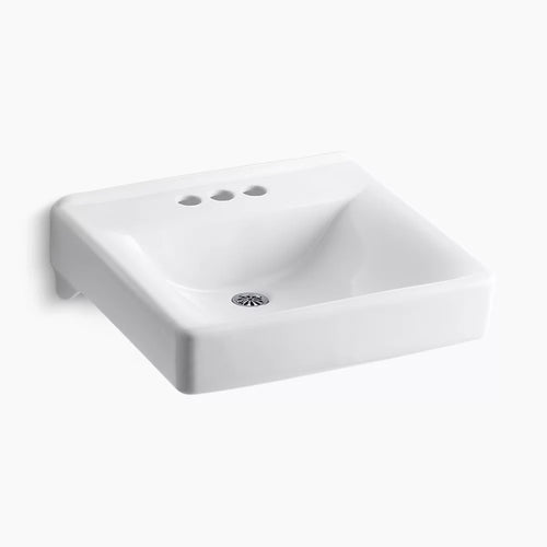 Kohler 20" x 18" wall-mount/concealed arm carrier bathroom sink with 4" centerset faucet holes