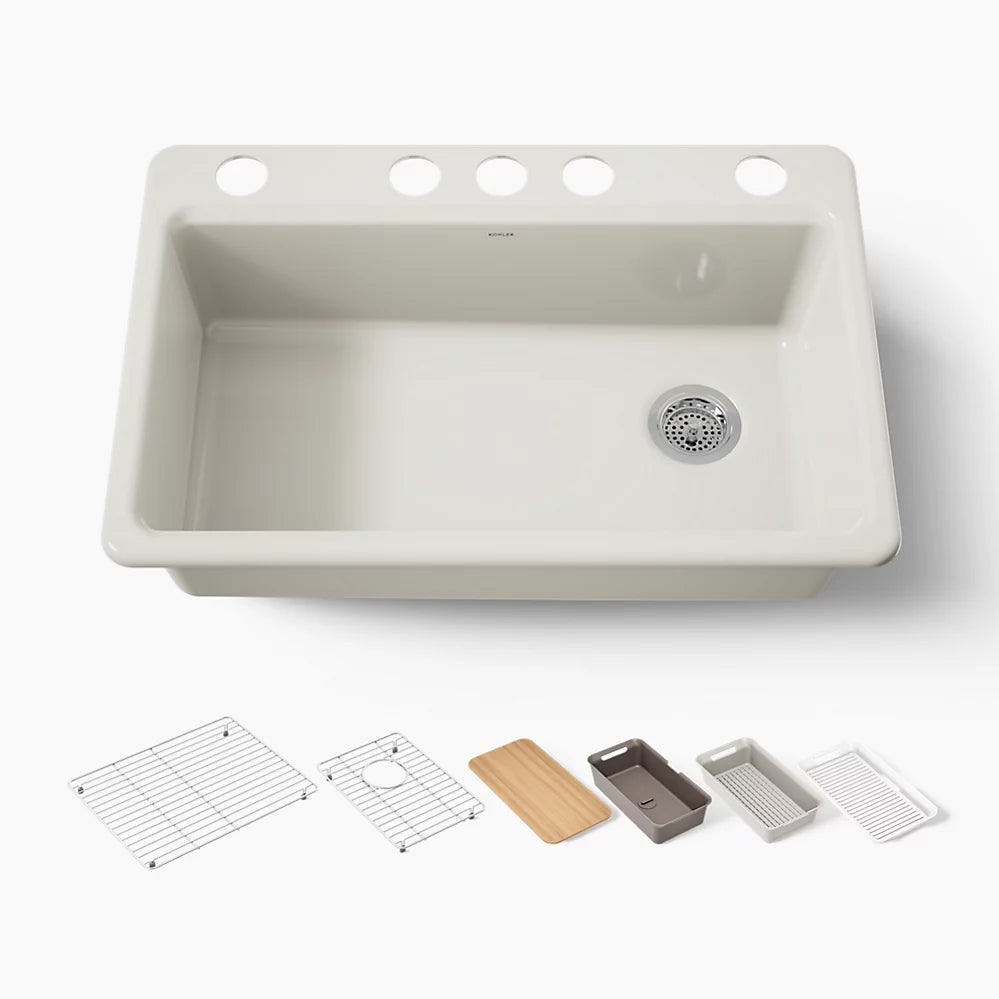 Kohler Riverby® 33" undermount single-bowl workstation kitchen sink