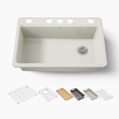 Kohler Riverby® 33" undermount single-bowl workstation kitchen sink