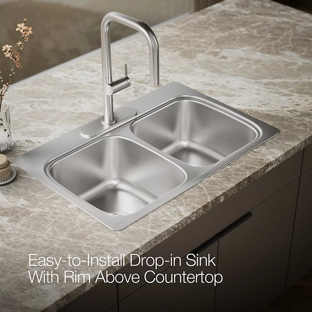 Kohler Verse™ 33" top-mount double-bowl kitchen sink