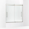 Kohler Frameless sliding bath door, 61-9/16" H x 56-5/8 - 59-5/8" W, with 5/16"-thick Crystal Clear glass