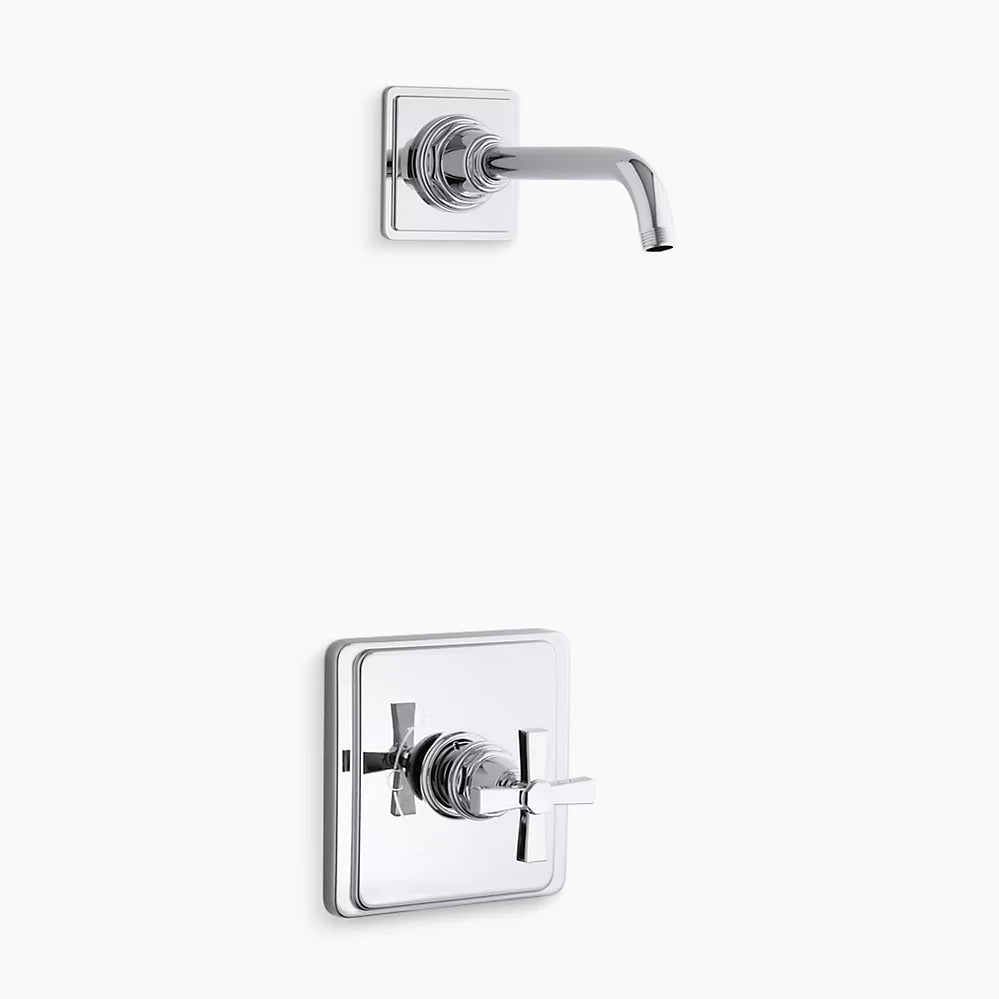Kohler Rite-Temp® shower trim kit with cross handle, without showerhead