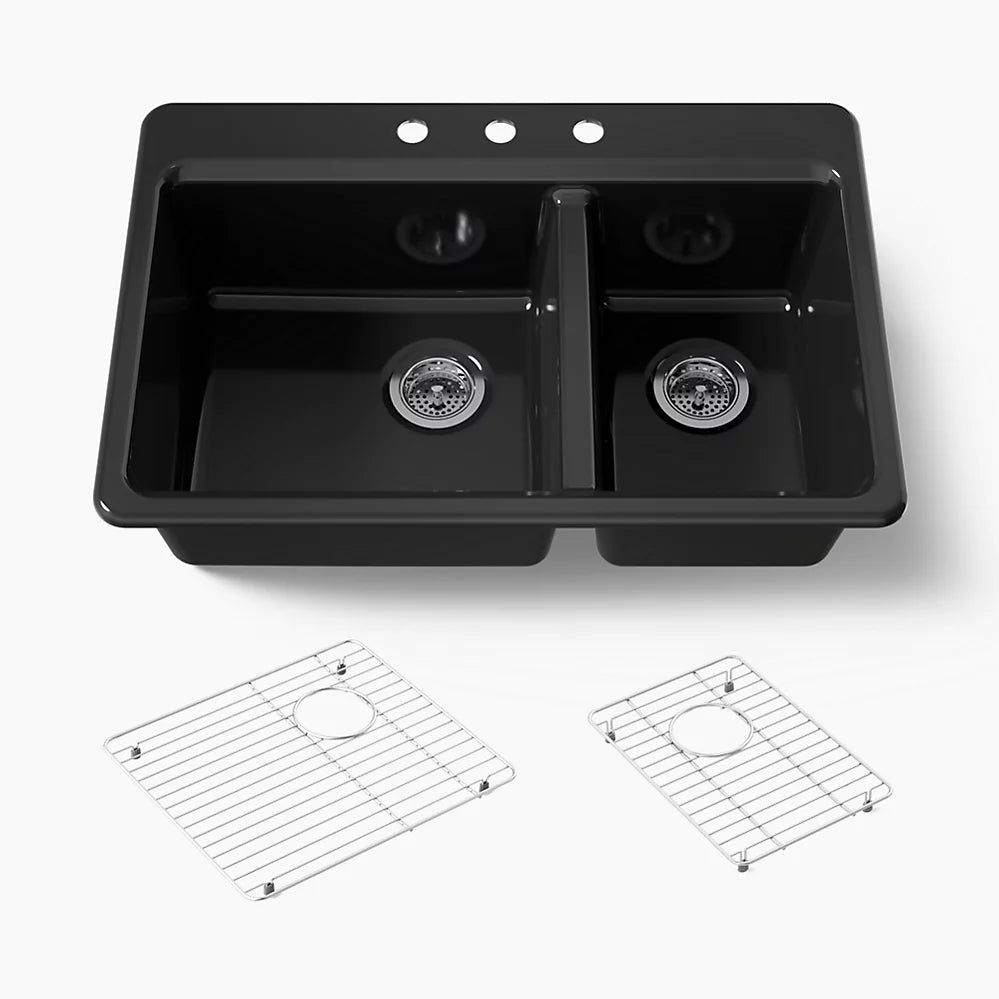 Kohler Riverby® 33" top-mount double-bowl kitchen sink