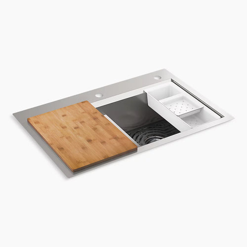 Kohler Smart Divide® 33" top-/undermount double-bowl workstation kitchen sink