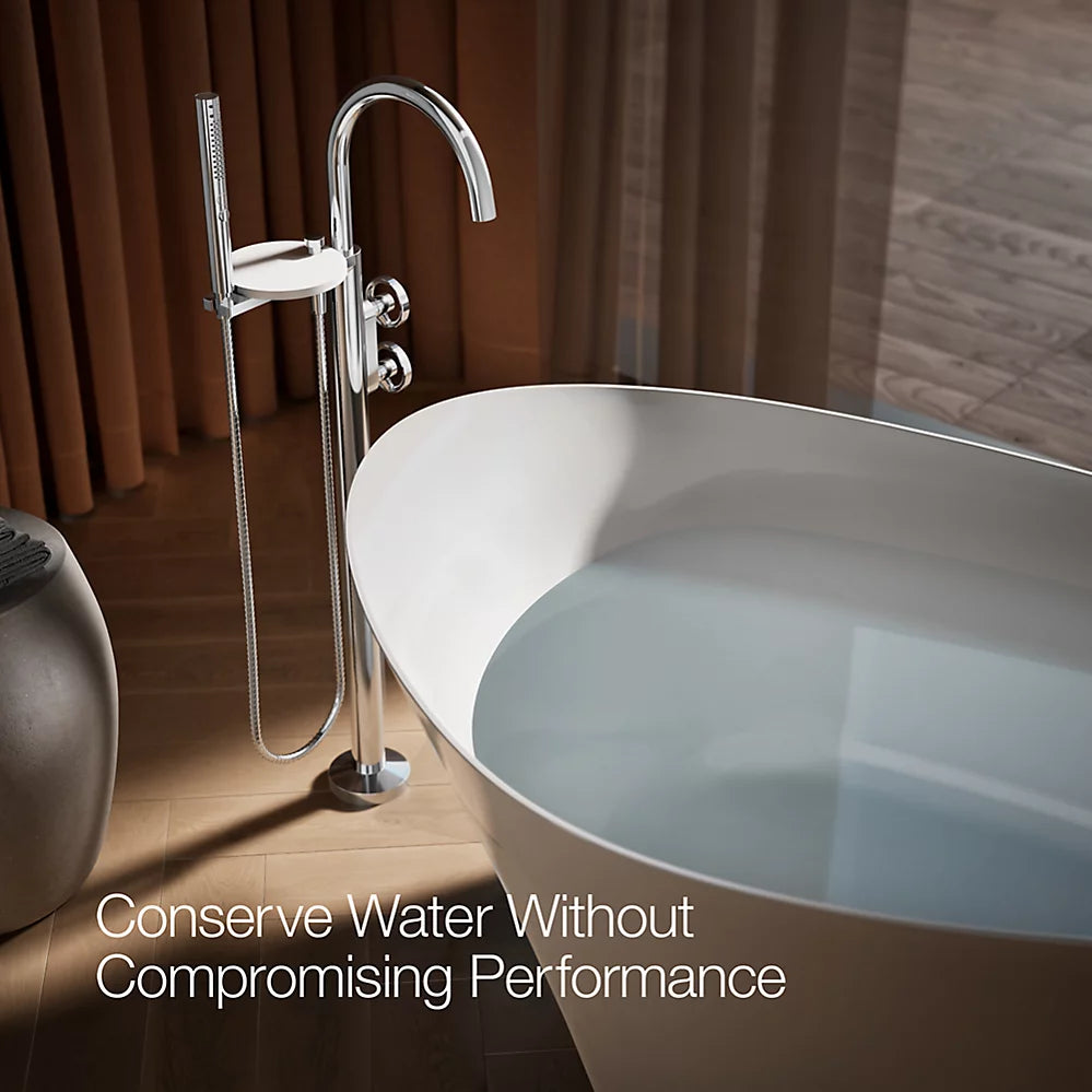 Kohler Floor-mount bath filler trim with industrial handles and handshower
