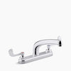 Kohler 1.8 gpm kitchen sink faucet with 8-3/16" swing spout, aerated flow and wristblade handles