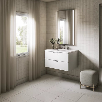 Kohler 30" wall-hung bathroom vanity cabinet with sink and quartz top