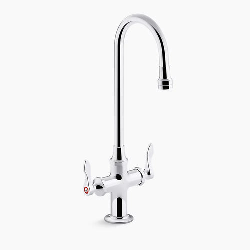 Kohler 1.0 gpm monoblock gooseneck bathroom sink faucet with aerated flow and lever handles, drain not included