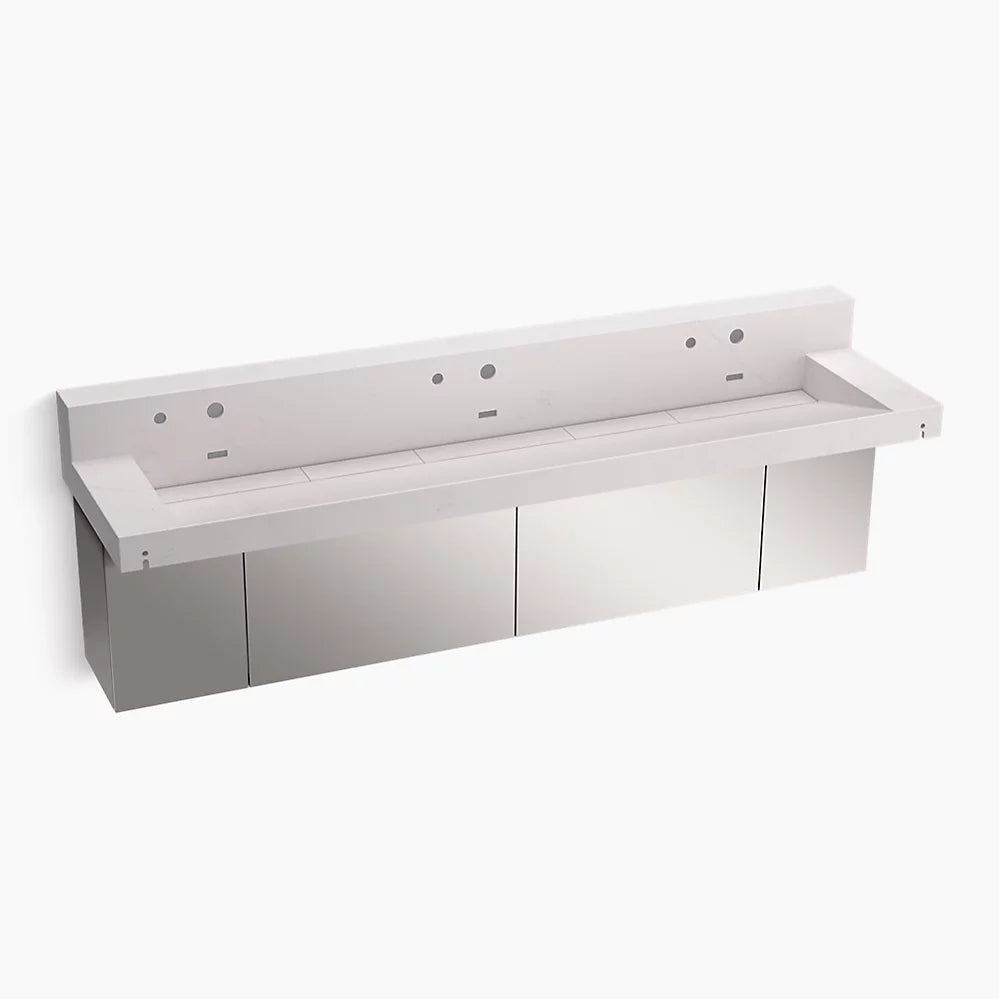 Kohler 90" wall-mount trough lavatory system with backsplash