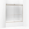Kohler Sliding bath door, 62" H x 56-5/8 - 59-5/8" W, with 1/4" thick Crystal Clear glass