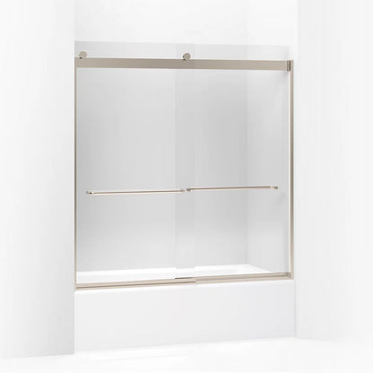 Kohler Sliding bath door, 62" H x 56-5/8 - 59-5/8" W, with 1/4" thick Crystal Clear glass