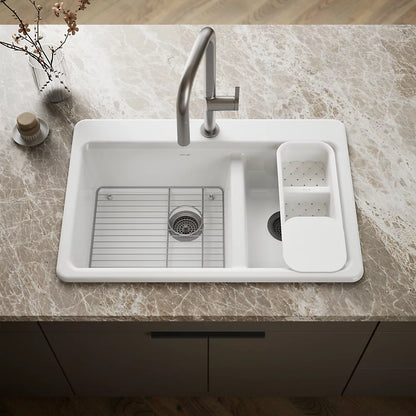 Kohler Riverby® 33" top-mount double-bowl workstation kitchen sink