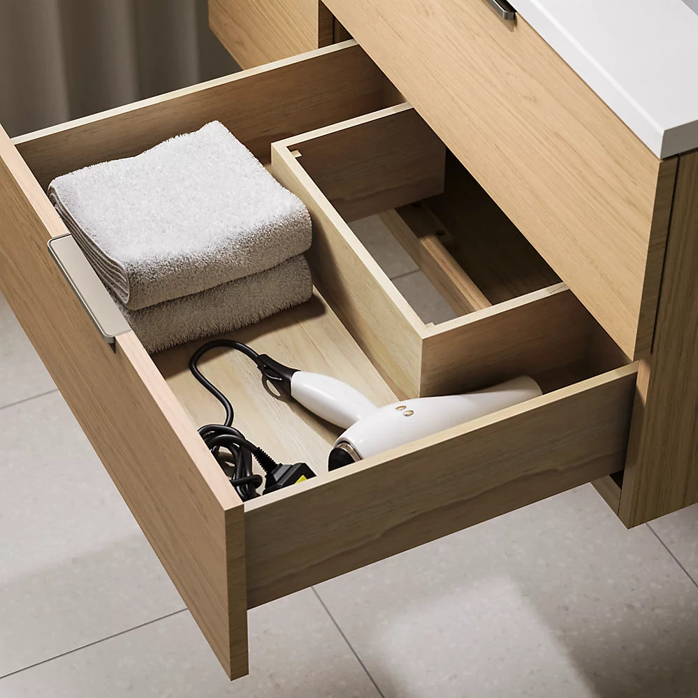 Kohler 30" wall-hung bathroom vanity cabinet with sink and quartz top