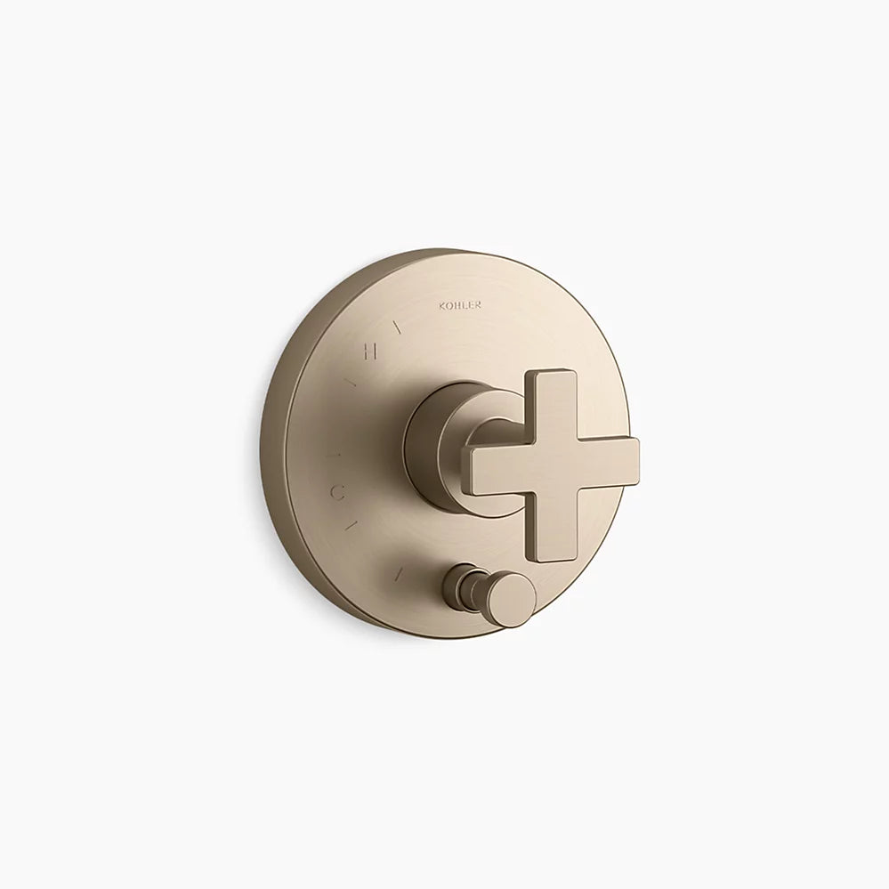 Kohler Rite-Temp® valve trim with push-button diverter and cross handle