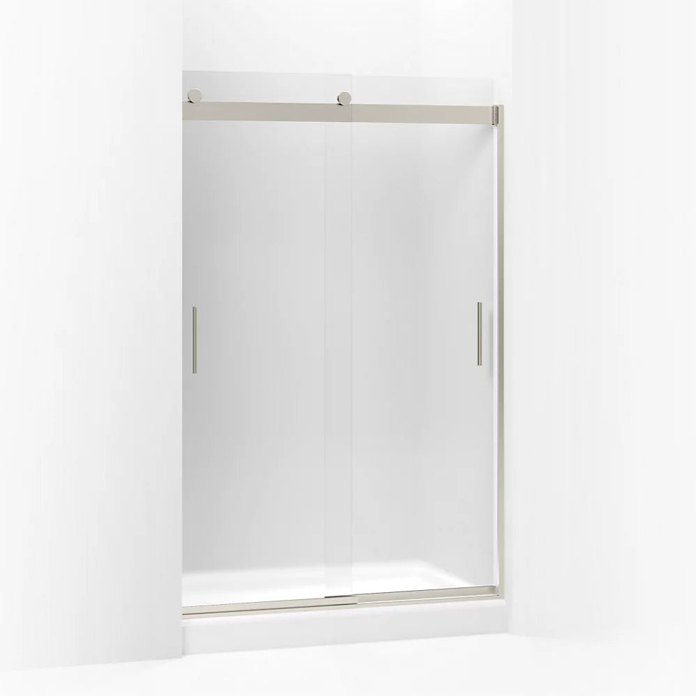 Kohler Sliding shower door, 74" H x 43-5/8 - 47-5/8" W, with 1/4" thick Frosted glass
