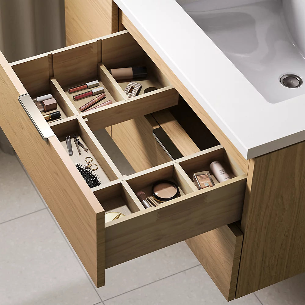 Kohler 30" wall-hung bathroom vanity cabinet with sink and quartz top