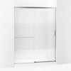 Kohler Sliding shower door, 75-1/2" H x 56-1/4 - 59-5/8" W, with heavy 5/16" thick Crystal Clear glass with privacy band