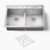 Kohler Vault™ Smart Divide® 33" top-/undermount double-bowl kitchen sink
