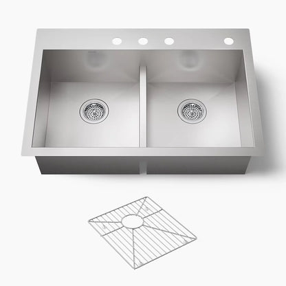 Kohler Vault™ Smart Divide® 33" top-/undermount double-bowl kitchen sink