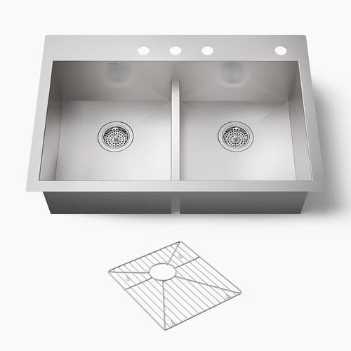 Kohler Vault™ Smart Divide® 33" top-/undermount double-bowl kitchen sink